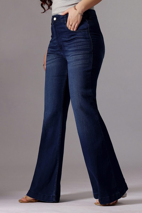 Miss Chase A+ Plus Size Women's High-Rise Clean-Look Stretchable Bootcut Denim Jeans