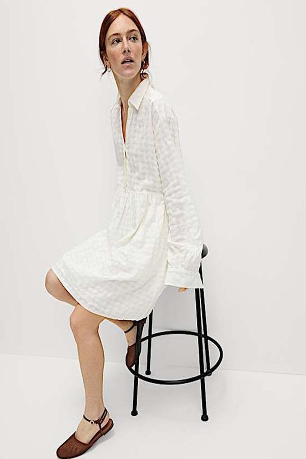 Marks & Spencer Pure Cotton Textured Mini Waisted Dress