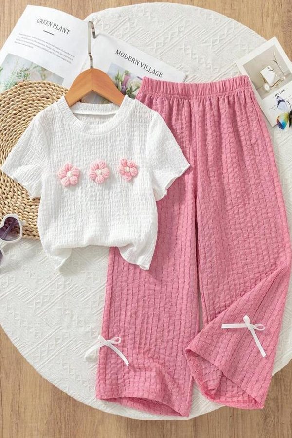 MILILIAM Girls White Cotton Blend Clothing Set