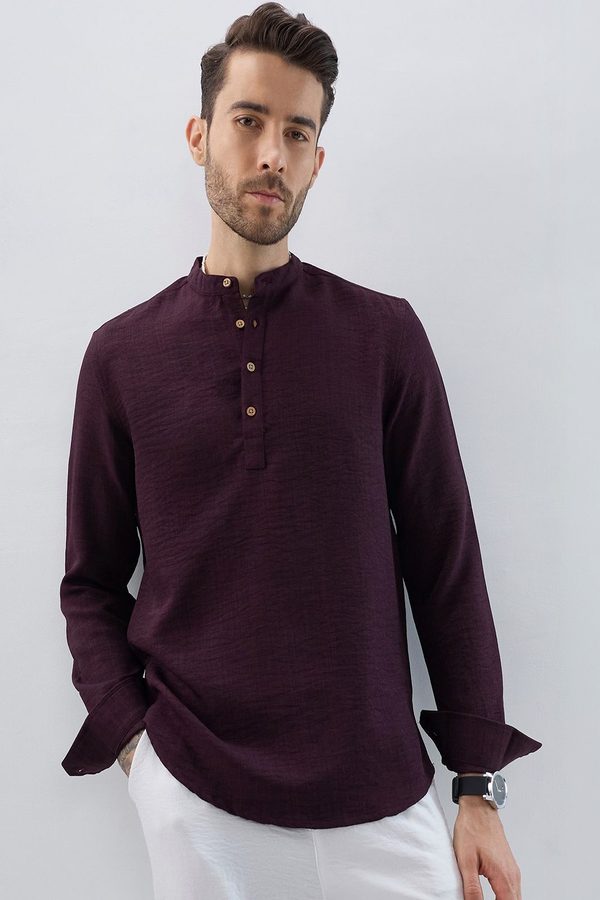 VASTRADO Elegant Slub Woven Design Polyester A-Line Above Knee Kurta