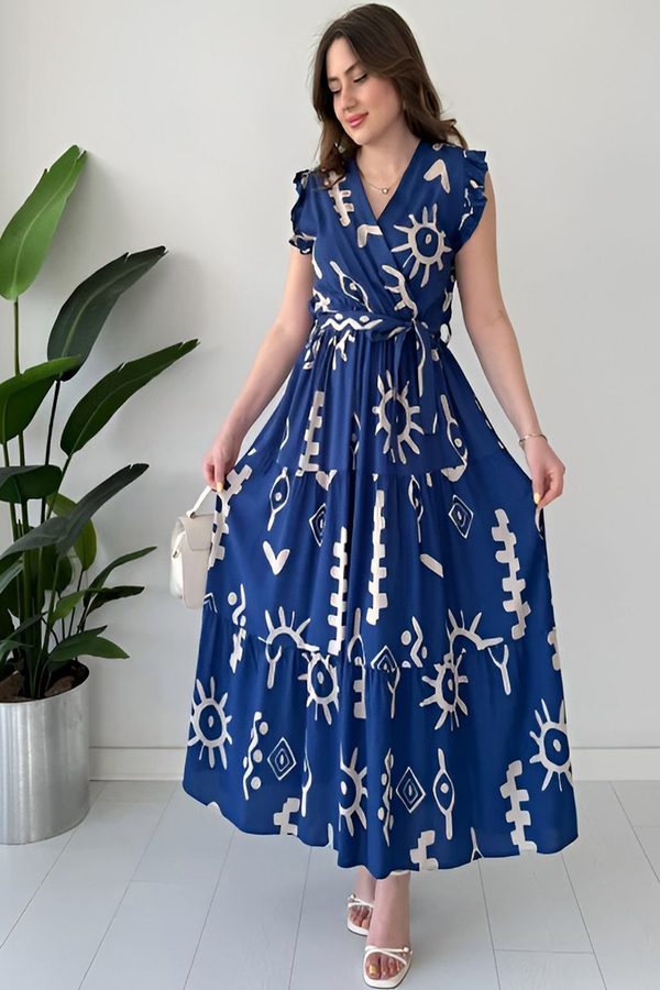 OTABU Print Flutter Sleeve Maxi Dress