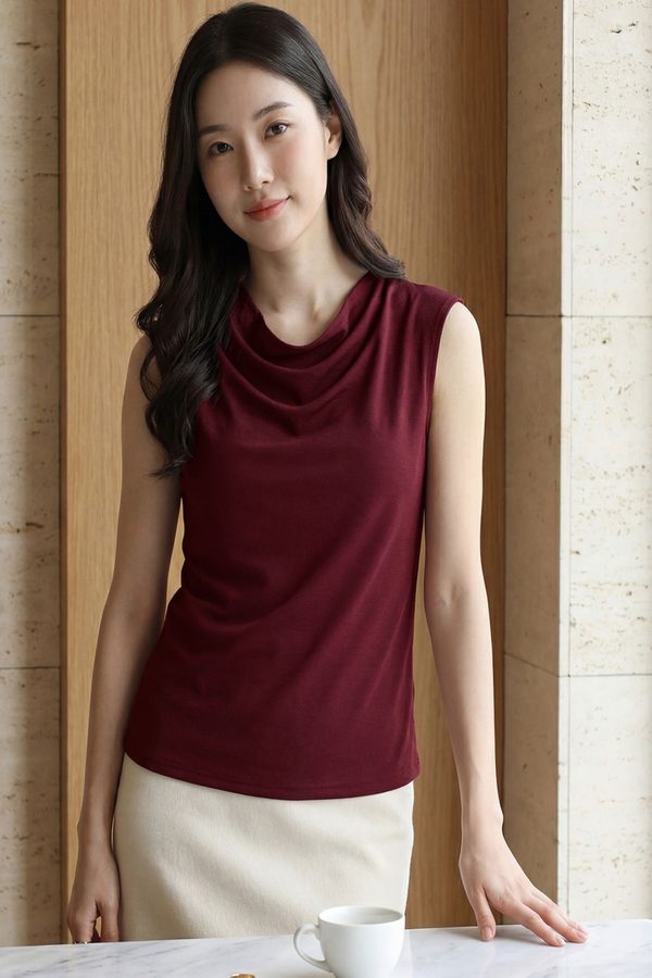 Selvia Edge Cowl Neck Top
