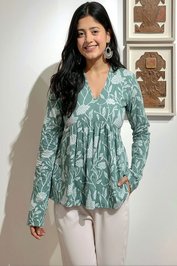 Maheshvi Floral Print Peplum Top