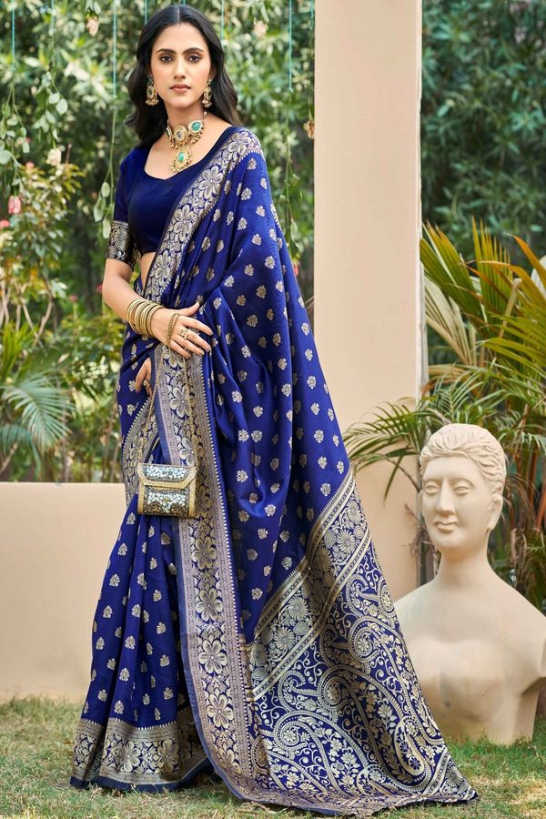 SZN Paisley Zari Silk Blend Heavy Work Banarasi Saree