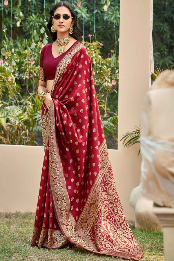 SZN Paisley Zari Silk Blend Heavy Work Banarasi Saree