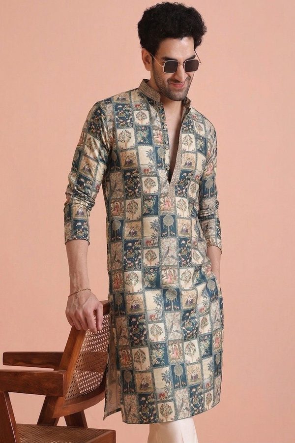LADY BERRY Men Floral Printed Indie Prints Kurta