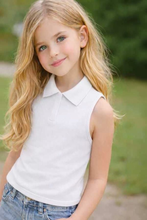 Ninas Girls White Cotton Blend Tops
