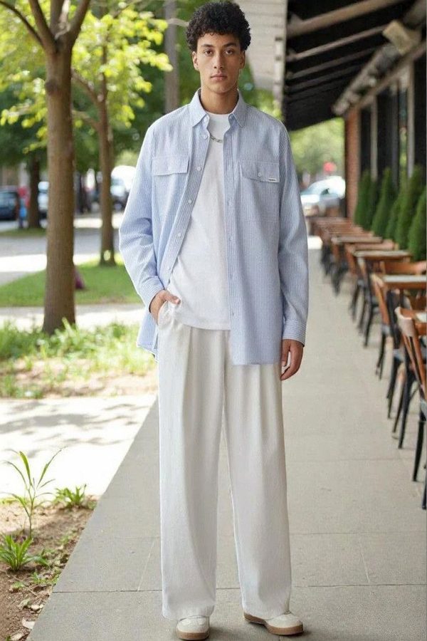 Stylecast X Kotty Men Pleated Cotton Blend Relaxed Fit Korean Pants