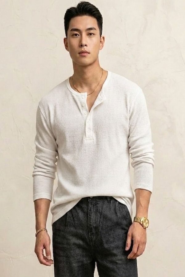 Imsa Moda Men Henley Neck T-shirt