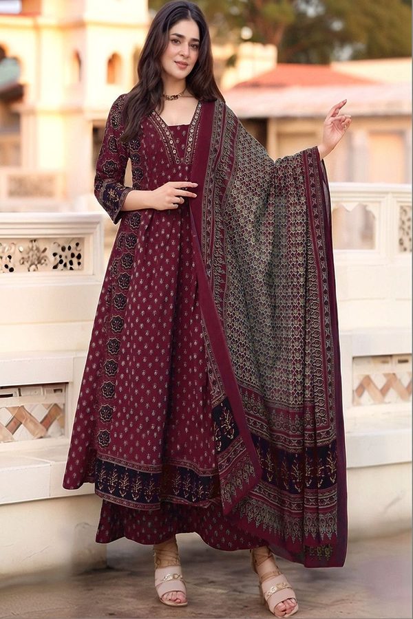 Assume Fab Women Ethnic Motifs Printed Regular Kurta with Palazzos & With Dupatta