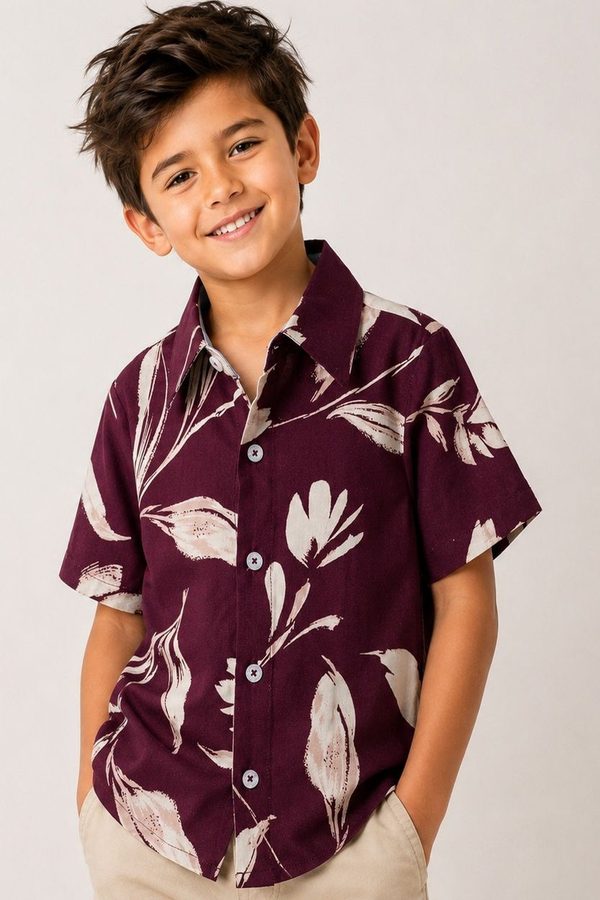 CrayonFlakes Boys Floral Printed Casual Shirt