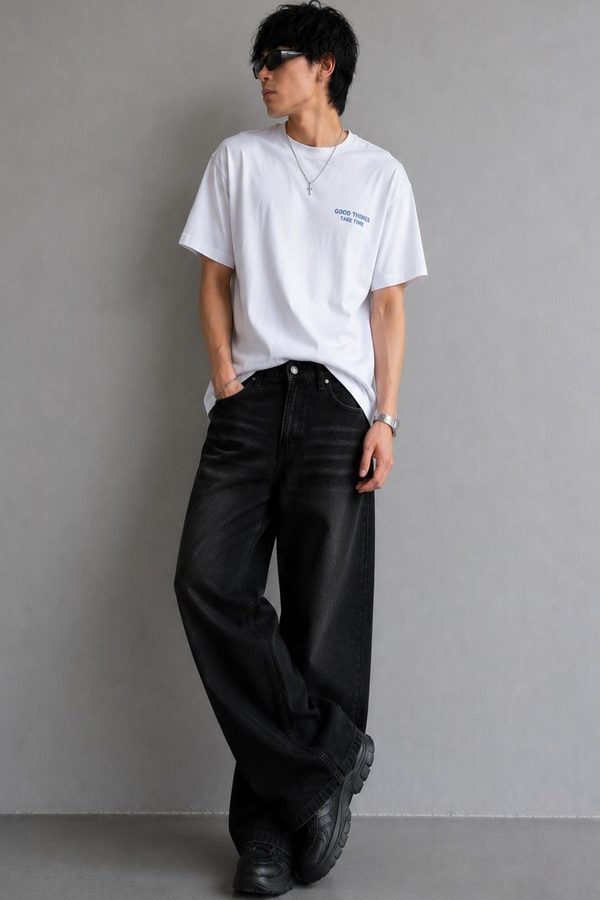 Line out line Men Wide Leg Mid-Rise Jeans