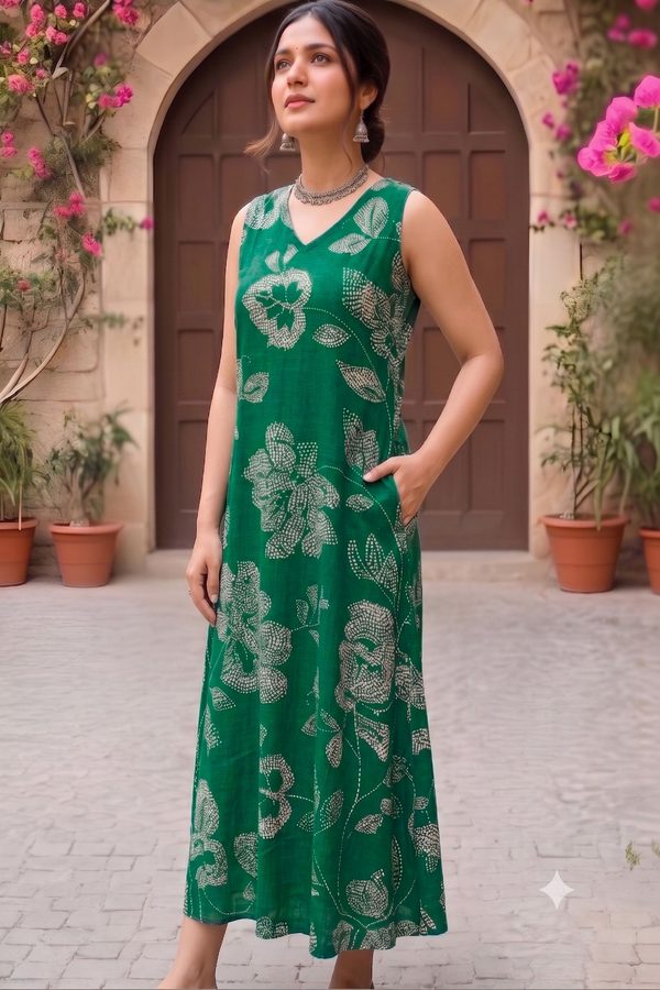 PIMU Floral Print A-Line Midi Dress