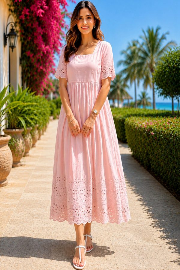 Royal Export Ethnic Motifs Embroidered A-Line Midi Dress