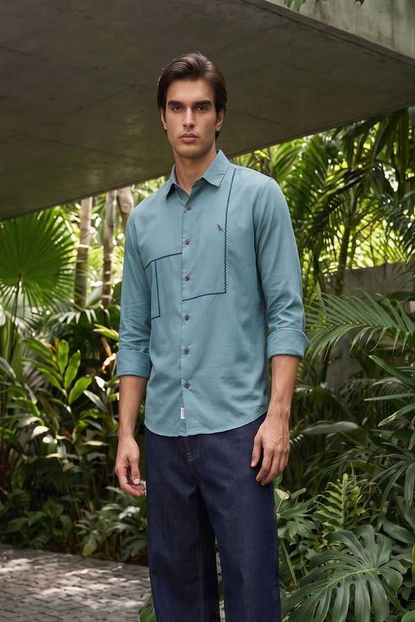 Mr Bowerbird Tailored Fit Embroidered Casual Shirt