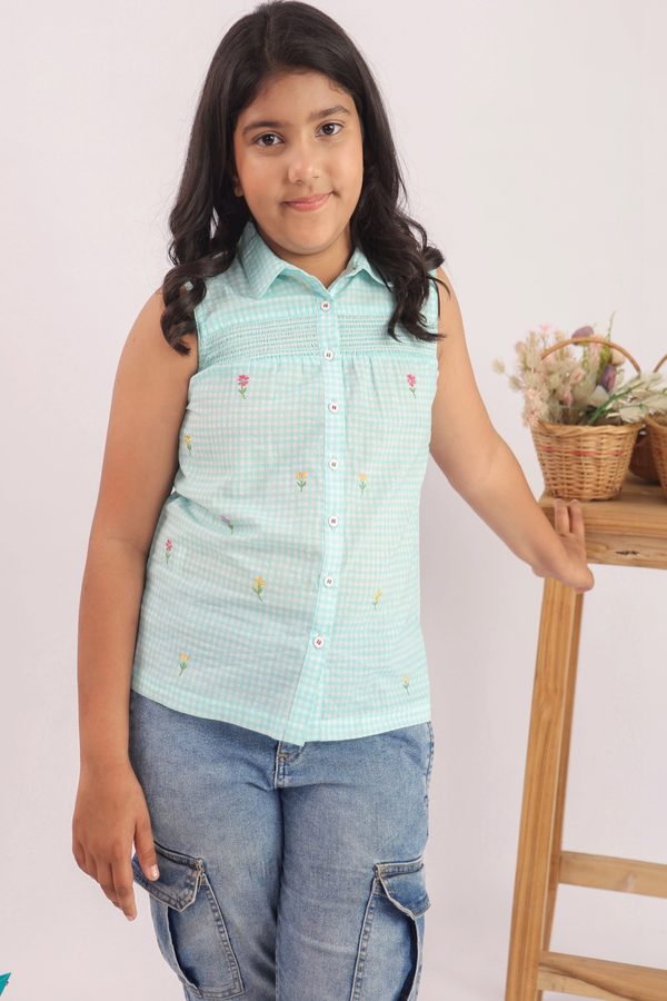 The Little Trunk Checked Cotton Top