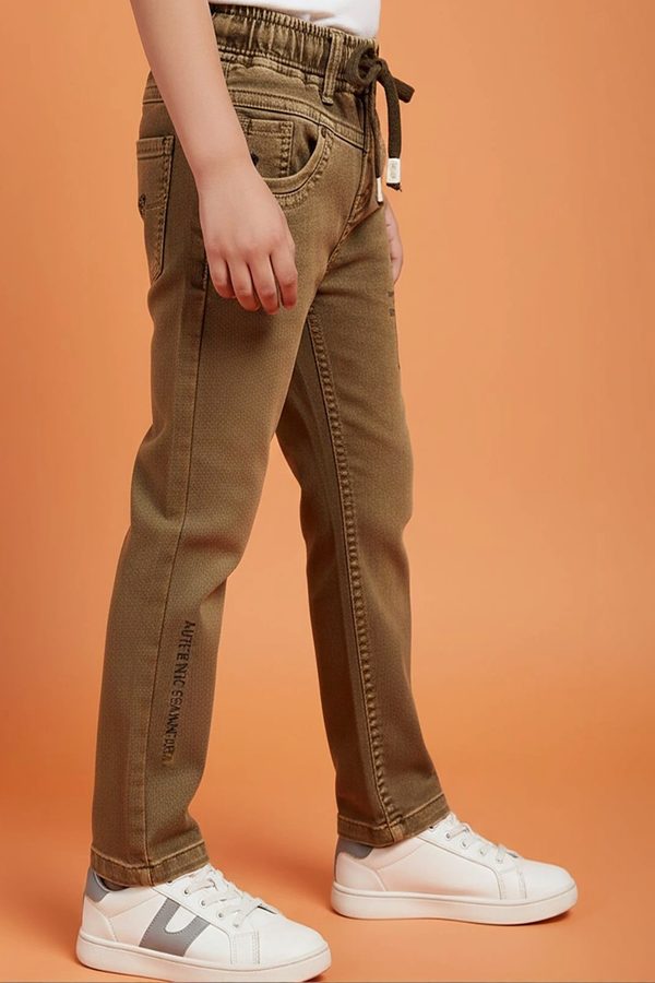 BAESD Boys Straight Fit Mid-Rise Low Distress Printed Jeans