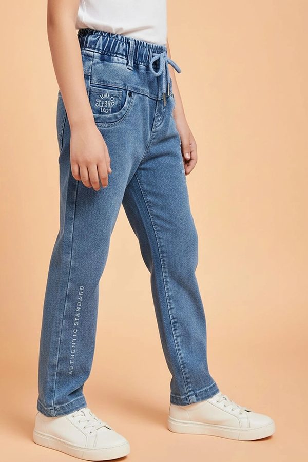 BAESD Boys Straight Fit Mid-Rise Low Distress Printed Jeans