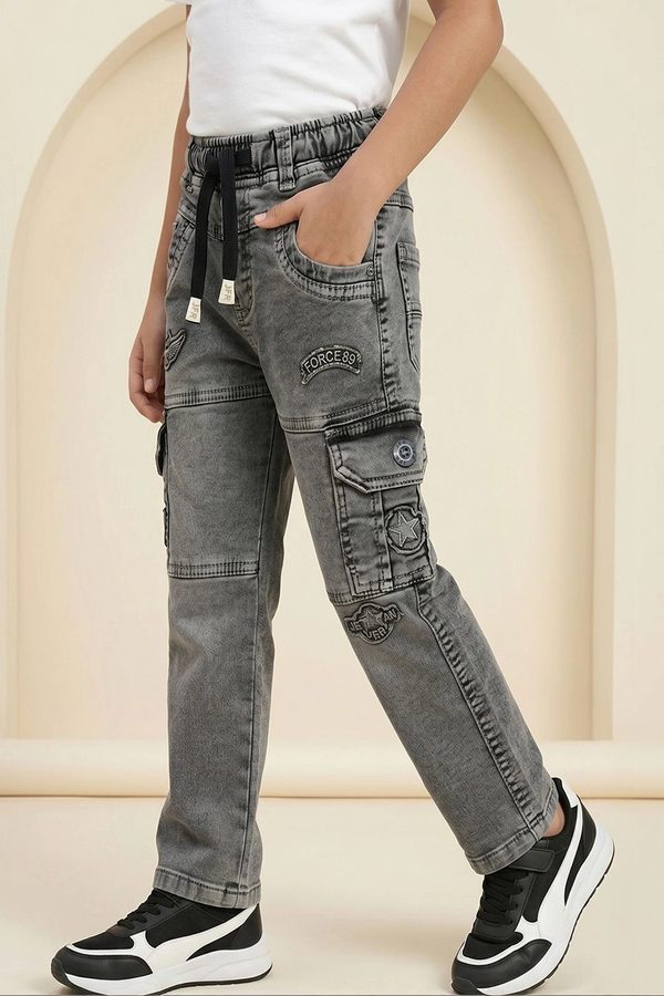 BAESD Boys Straight Fit Mid-Rise Applique Jeans
