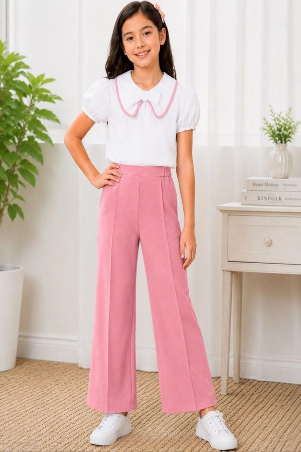 Dhanoo fashion Peter Pan Collar Puff Sleeve Top and Trousers