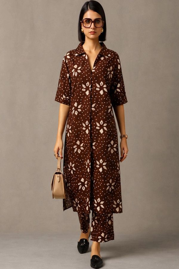 Navibhu Women Ethnic Motifs Printed Regular Pure Cotton Kurta with Trousers