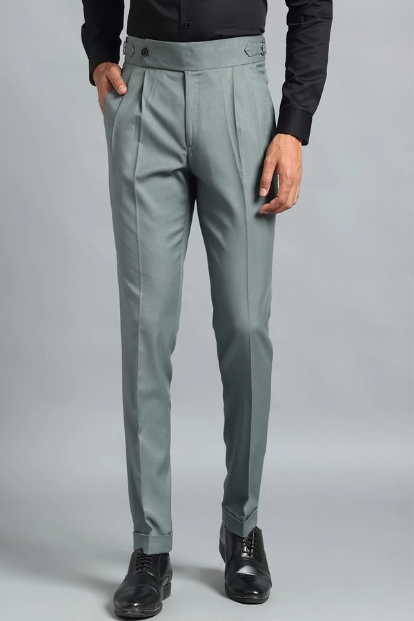 VASTRANU Men High-Rise Easy Wash Pleated Trousers