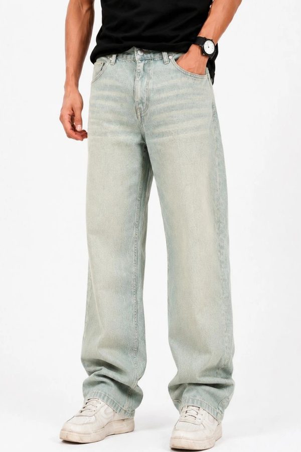 MQ Denim Men Straight Fit Mid-Rise Light Fade Jeans