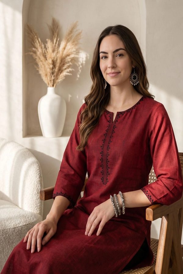 Anouk Women Embroidered Thread Work Kurta