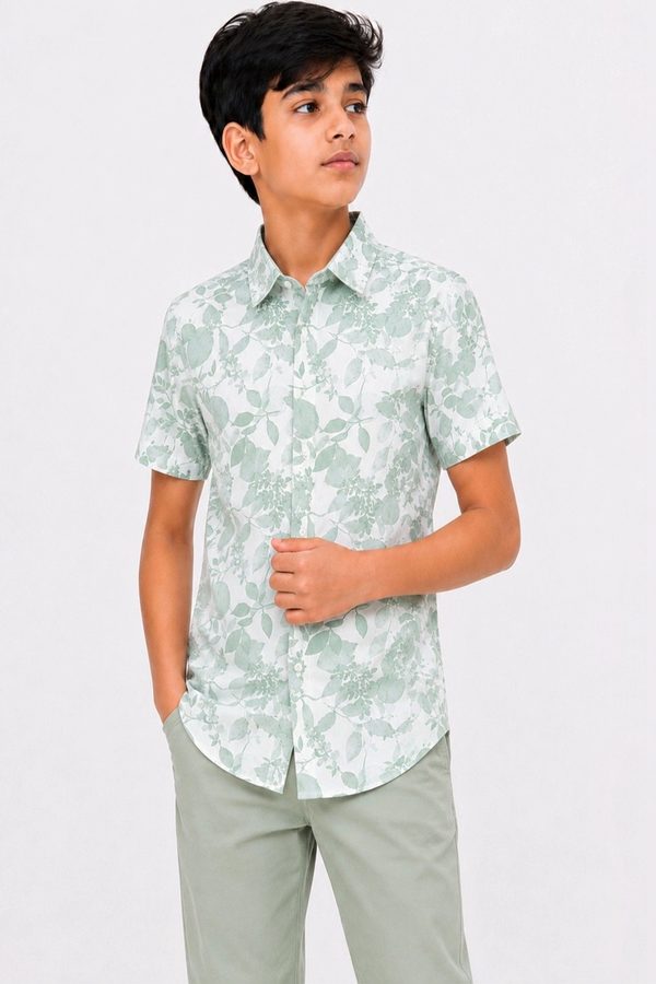 ZAKAR STYLE Boys Classic Floral Printed Casual Shirt