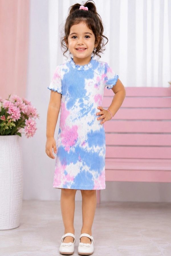 HERE&NOW Tie and Dye Dyed Ruffled T-shirt Dress